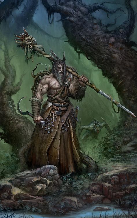 ArtStation - Druid of the forbidden forest, Dominik Kasprzycki The Forbidden Forest, Dnd Druid, Kekkei Genkai, Forbidden Forest, Warriors Illustration, Creative Imagination, Dungeons And Dragons Classes, Fiction Idea, Fantasy Forest