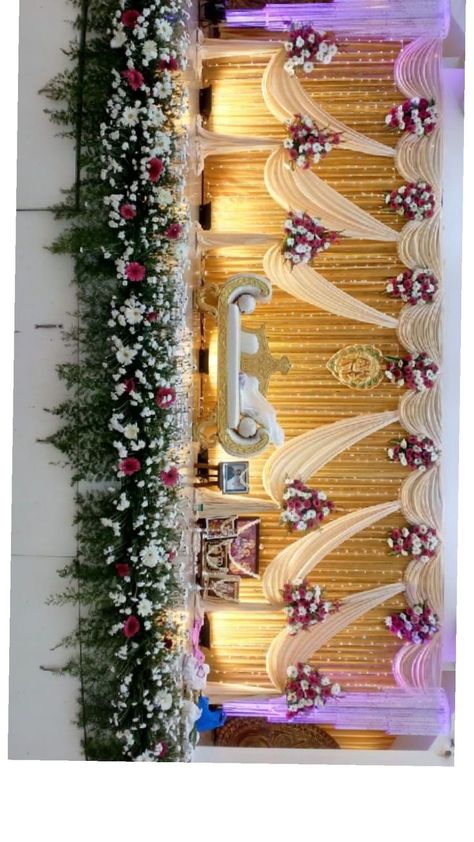 Engagement Stage Decoration Ideas, Marriage Reception Decoration, Function Stage Decoration, Wedding Reception Stage Decorations Backdrops, Marriage Decoration Stage, Reception Stage Decoration Backdrops, Marriage Stage Decoration, Engagement Backdrop Ideas, Haldi Function Decoration