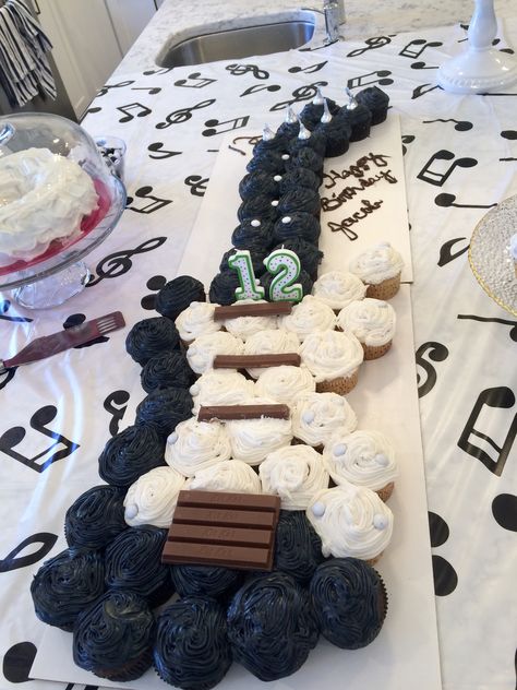 One Rocks Cupcakes, One Rocks Birthday Party Cake, Music Themed 2nd Birthday Party, Rock And Roll Themed Food, Another One Bites The Dust Birthday Cake, Rock And Roll Party Decorations Diy, 60 Rocks Birthday Ideas, Rock N Roll Cake Birthday, Born Two Rock Birthday Food