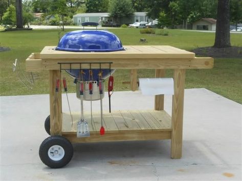 Who has built a Weber cart? - The BBQ BRETHREN FORUMS. Bbq Trolley, Weber Grill Table Diy, Diy Grill Island, Weber Grill Table, Diy Grill Table, Bbq Cart, Bbq Stand, Grill Kit, Brick Bbq