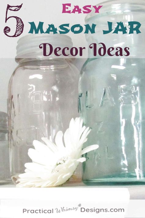 Mason jars are so easy to add to your decor. Add them to your home decor with these easy tips. #farmhousedecor #masonjardecor #diyhomedecorating Antique Mason Jar Ideas, Blue Canning Jars Decor, Mason Jar Decorating Ideas, Decorating With Mason Jars, Mason Jar Decor Ideas, Fixer Upper Diy, Large Mason Jars, Colored Mason Jars, Mason Jar Decor