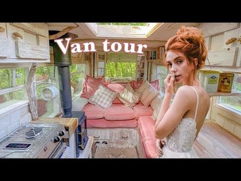 Cottage Core Van Tour 🌸 Solo female lives in a dreamy self-converted home on wheels - YouTube Dreamy Cottage, English Girl, Van Tour, Home On Wheels, Little Cottage, House On Wheels, Cottage Core, Van Life, Cottage