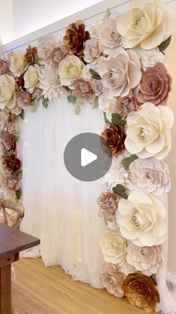 Deaney Weaney Blooms on Instagram: "Almost a year ago I’ve set up this beautiful arch 💖 And moved it to a second location 💖 Can’t wait to start my wedding season next month 🫶🏼 Paper: Blush and rose gold: @michaelsstores Black tape: @velcrobrand Sheer fabric: @fabricwholesaledirect Rent a paper flower backdrop for your event, Check out dwblooms.com/flowerwall #paperflowers #paperflowerbackdrop #flowerbackdrop #paperflowerwall #paperflowerwalls #largepaperflower #largepaperflowers #makeitwithmichaels #michaelsstores" Wedding Backdrop Paper Flowers, Paper Flower Arch Backdrop, Paper Flower Arch, Giant Flower Backdrop, Diy Tissue Paper Flowers, Giant Paper Flower Backdrop, Paper Flowers Backdrop, Paper Flower Backdrop Wedding, Giant Paper Roses