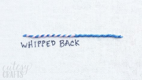 How to do a Whipped Back Stitch - Cutesy Crafts Whipped Stitch Embroidery, Backstitch Embroidery, Whipped Backstitch, Whipped Back Stitch, Whipped Stitch, Back Stitch Embroidery, Types Of Embroidery Stitches, Embroidery Stitches Beginner, Basic Hand Embroidery Stitches