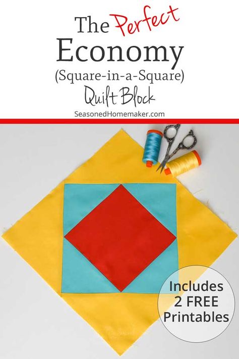 Sewing Website, Economy Quilt Block, Economy Quilt, Square In A Square Quilt, Sewing Quilts, Beginner Sewing Projects Easy, Quilt Block Tutorial, Quilting Techniques, Quilting Tips