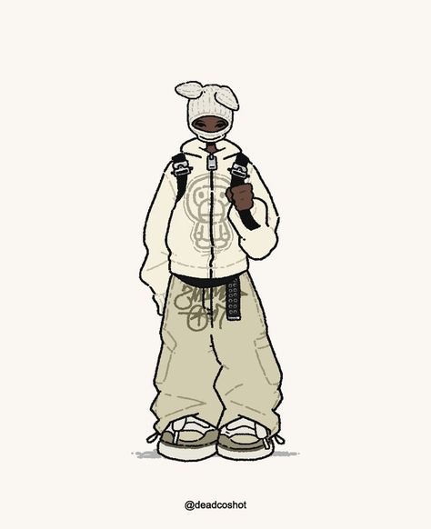 Fit Check Drawing, Y2k Character Design, Drawing Streetwear, Streetwear Drawing, Easy Cartoon Characters, Streetwear Art, Graffiti Fonts, Y2k Art, Graffiti Style Art