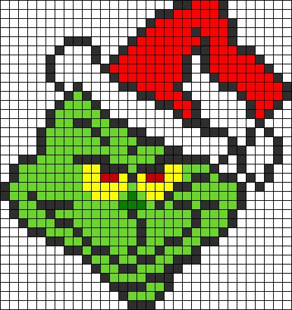 Grinch Dr.Seuss Christmas perler bead pattern Pixel Art Noel, Perler Beads Ideas, Christmas Perler Beads, Hama Beads Design, Diy Perler Bead Crafts, Diy Perler Beads, Melting Beads, Pixel Art Pattern, Perler Beads Designs