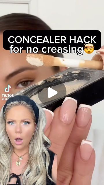 KELLY STRACK on Instagram: "Concealer hack for NO creasing?!🤯  #makeup #beauty #makeuptutorial #makeupvideos #beautyvideos #makeupreels #beautyreels #makeuphacks #concealer #concealerhack" Conclear Makeup Only, Using Concealer As Foundation, Where Do You Put Concealer, How To Blend Concealer, How To Put Concealer On, Concealer Only Makeup Look, Concealer Tips How To Apply, Kelly Strack, Full Coverage Makeup