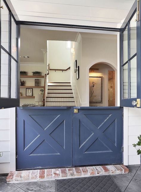 Double Back Door Ideas, Dutch Door With Window, Double Stable Door, Double Dutch Front Door, Dutch French Doors, French Dutch Doors, Dutch Pocket Door, Double Dutch Doors Exterior, Hardware Sherwin Williams