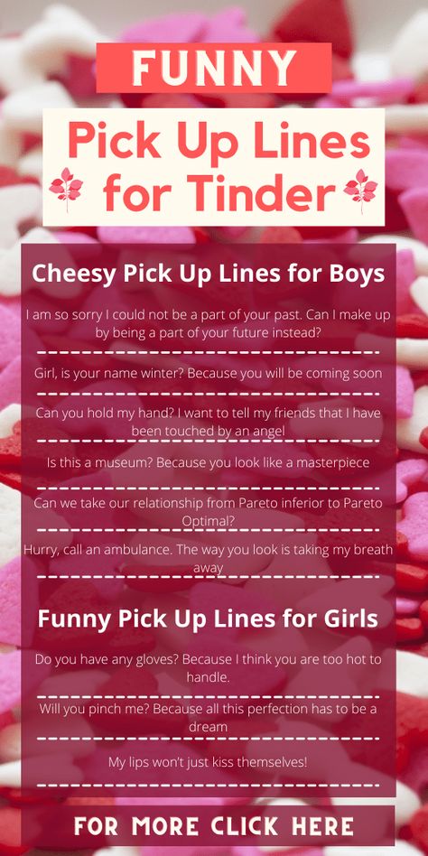 100+ Funny Pick Up Lines for Tinder Pick Up Lines Unique, Some Cute Pickup Lines, Unique Flirting Lines, Smooth Tinder Pick Up Lines, Attitude Pickup Lines, Cute Pickup Lines For Girlfriend, Pick Up Lines Smooth Texts, Chessy Pick Up Lines For Best Friend, Pick Up Lines For Bestie