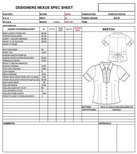 Garment Specification Sheet... when ordering clothes online Garment Specification Sheet, Fashion Design Process, Cost Sheet, Fashion Terminology, Career In Fashion Designing, Fashion Design Classes, Fashion Design Template, Fashion Design Sketch, Geometric Fashion