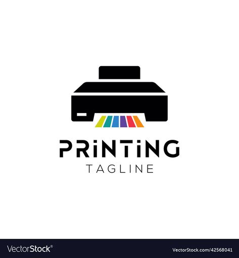 Printing Company Logo Design Ideas, Printer Logo Design, Printing Business Logo, Printer Logo, Printer Vector, Printing Company Logo, Lines Illustration, Machine Logo, Printing Logo