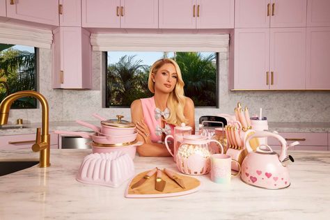 Paris Hilton’s Iconic Quote from The Simple Life Inspired Her to Create a Kitchen Line (No, It's Not 'That's Hot!') Paris Kitchen, French Presses, Bright Pink Dresses, About Paris, French Press Coffee Maker, Paris Love, Celebrity Design, Pink Kitchen, Icon Collection