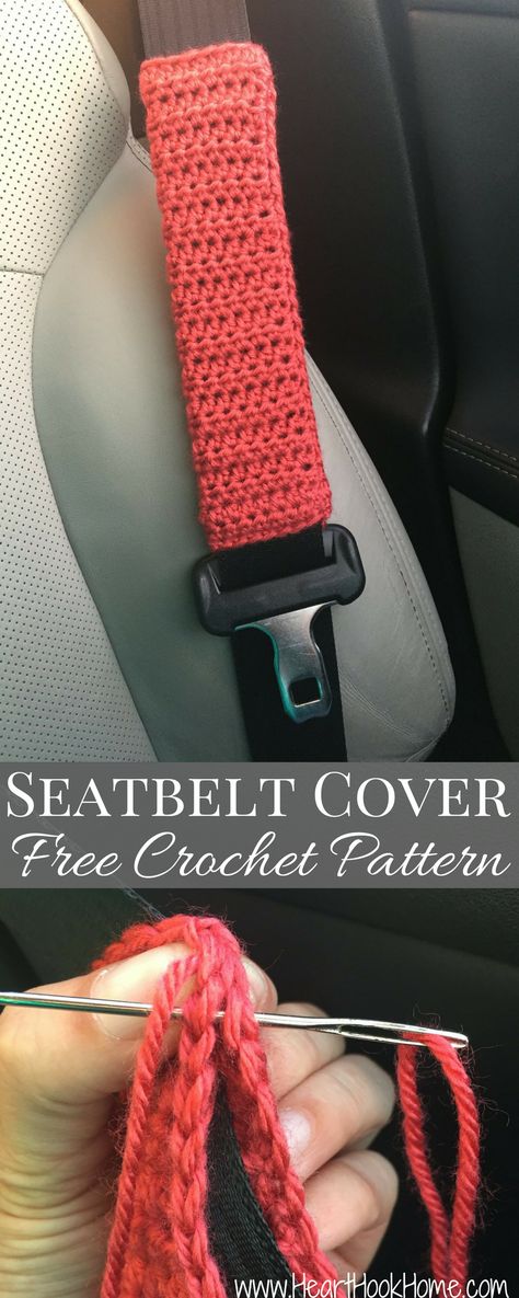 Seatbelt Cover Free Crochet Pattern http://hearthookhome.com/free-crochet-pattern-seatbelt-cover/?utm_campaign=coschedule&utm_source=pinterest&utm_medium=Ashlea%20K%20-%20Heart%2C%20Hook%2C%20Home&utm_content=Seatbelt%20Cover%20Free%20Crochet%20Pattern Crochet Seatbelt Cover, Learning Yourself, Seatbelt Cover, Quick Crochet Projects, Crochet Belt, Crochet Car, Cardigan Crochet, Crochet Simple, Seat Belt Cover