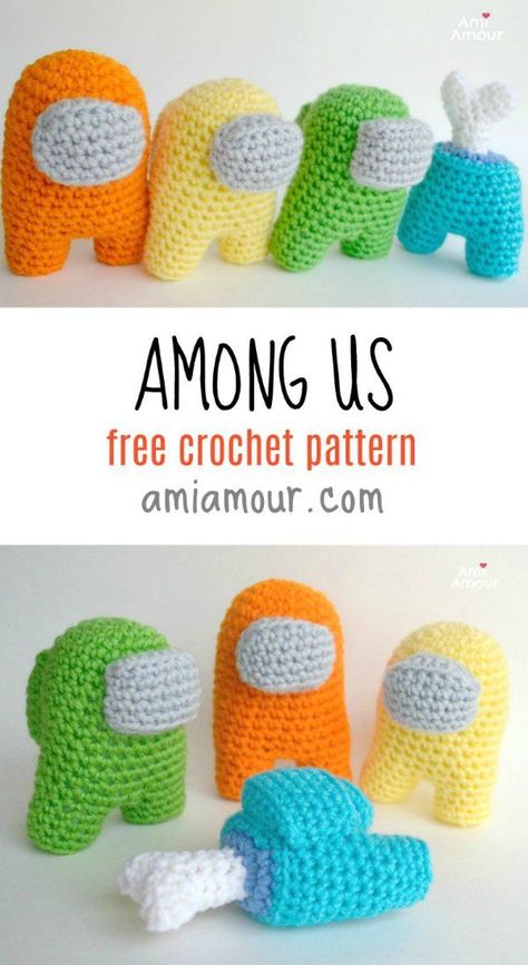 Crochet Among Us Amigurumis with this fun and free crochet pattern to follow. Be careful though, there may be an imposter among them! Video Tutorial also included! #freecrochetpattern #amongus #amigurumi #crochettutorial Pokeball Crochet Pattern, Game Crochet, Amigurumi Baba, Crocheted Toys, Confection Au Crochet, Pola Amigurumi, Kawaii Crochet, Crochet Amigurumi Free Patterns, Crochet Amigurumi Free