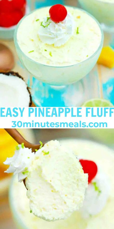 Pineapple Fluff Recipe, Barbecue Pineapple, Pineapple Fluff, Cool Whip Desserts, Pineapple Dessert Recipes, Pineapple Desserts, Fluff Recipe, Fluff Desserts, Chocolate Recipes Homemade