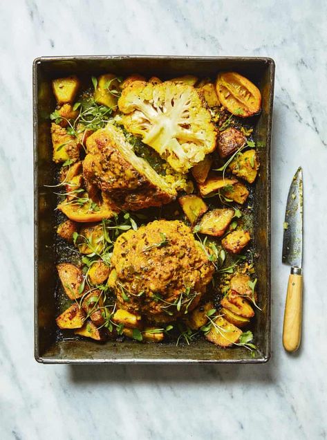 Anna Jones Recipes, Gobi Recipes, Autumn Dinner, Coconut Baking, Anna Jones, Whole Roasted Cauliflower, Aloo Gobi, Seasonal Food, Cooking Together