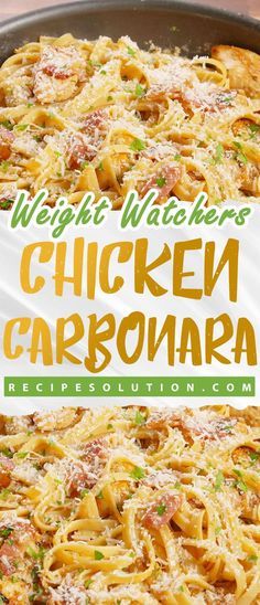 weight watchers chicken carbonara recipe // Chicken Carbonara // #weightwatchersrecipes #smartpointsrecipes #WeightWatchers #weight_watchers #Healthy #Skinny_food #recipes #smartpoints #WW #Carbonara #chicken Carbonara Ingredients, Smartpoints Recipes, Weight Watchers Meals Dinner, Alfredo Chicken, Chicken Carbonara Recipe, Chicken Carbonara, Chicken And Bacon, Smart Points Recipes, Weight Watchers Meal Plans