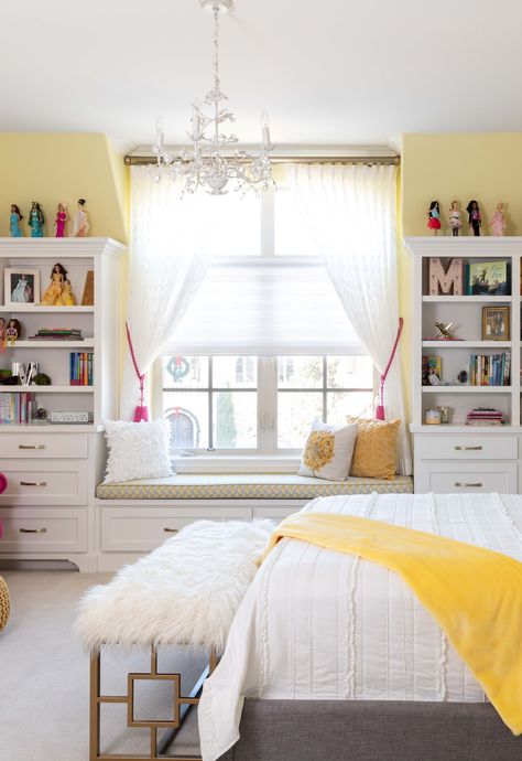 With custom designed built-in's flanking a cozy window seat, this bedroom is perfect to for this young girl as she grows through her teenage years 💛

Check out the link for more design ideas! Girls Bedroom Built Ins, Whimsical Playroom, Dallas Interior Designers, Luxury Home Interior Design, Cozy Window, Custom Window Seat, Luxury Home Interior, Cozy Window Seat, Bedroom Built Ins