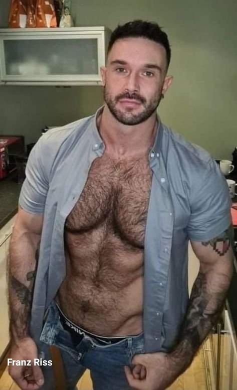 Adam Demos, Alfa Male, Scruffy Men, Open Shirt, Beefy Men, Bearded Man, Bear Men, Inked Men, Muscular Men