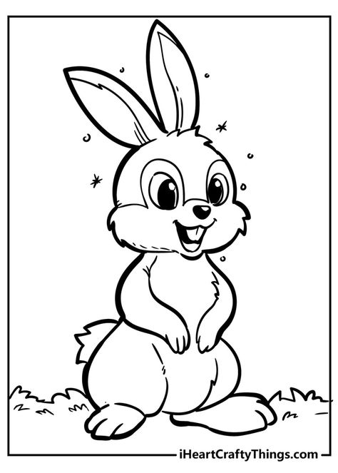 Rabbit Coloring Pages, Rabbit Coloring, Rabbit Colors, Rabbit Drawing, Bunny Coloring Pages, Simple Cartoon, Rabbit Cartoon, Coloring Pages Printable, Cute Coloring Pages