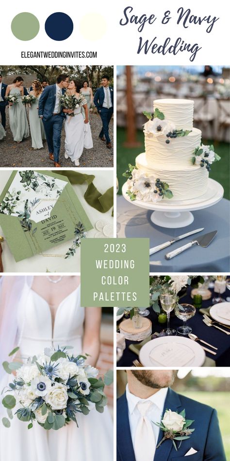 Navy Blue And Sage Green Fall Wedding, Teal Blue And Sage Green Wedding, Sage Green Navy Blue Rose Gold Wedding, Light Blue And Sage Green Wedding Theme, Sage And Dark Blue Wedding, Navy Sage White Gold Wedding, Blue And Sage Wedding Color Schemes, September Wedding Sage Green, Navy And Seafoam Wedding