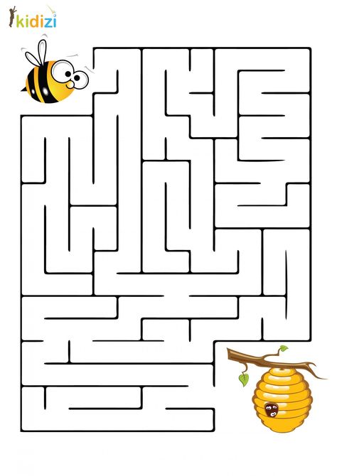 Mazes For Kids Printable, Bee Activities, Fun Worksheets For Kids, Maze Worksheet, Bee Classroom, Mazes For Kids, Kids Worksheets Preschool, Maze Game, Kids Math Worksheets