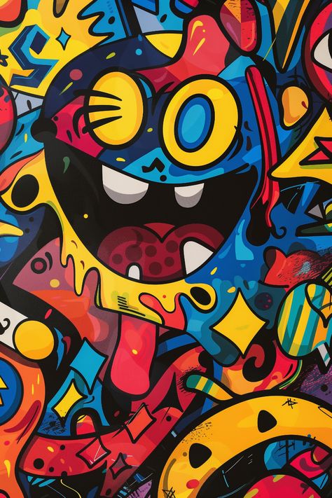 Get inspired by this dynamic piece from the "Emoji Graffiti" series. Bursting with colors and lively characters, this graffiti art is a visual feast. Perfect for those who appreciate urban art and contemporary designs. Bring a pop of color to your collection with this standout piece. 🌈🖌️ #EmojiGraffiti #StreetArt #UrbanArt #ContemporaryArt #ArtisticVibes Urban Street Art Graffiti Artworks, Graffiti Art Drawings, Graffiti Art Style, The Emoji, Graffiti Artwork, Urban Street Art, Modern Pop Art, Art Graffiti, Contemporary Designs