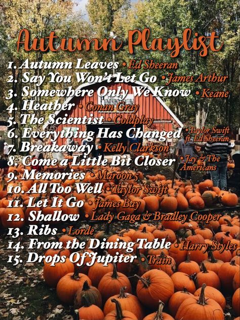 Fall Playlist Clean, Cozy Fall Playlist, Fall Songs Playlist, Autumn Playlist Names, Fall Playlist Names, Fall Music Playlist, October Songs, Thanksgiving Playlist, Autumn Songs