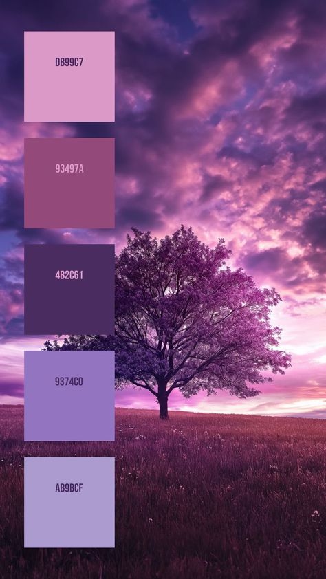 Colors: DB99C7 ° 93497A ° 4B2C61 ° 9374C0 ° AB9BCF Pink Paint Colors, Warm Color Schemes, Dramatic Sky, Purple Color Palettes, Hex Color Palette, Color Palette Challenge, Tree Stands, Palette Art, Wild Grass