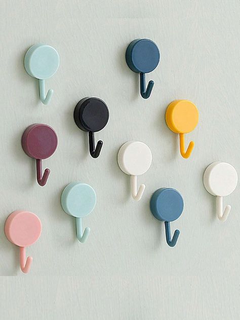 10pcs Mixed Color Wall Hook | SHEIN USA Bath Towel Hooks, Pvc Storage, Adhesive Wall Hooks, Wall Mounted Hooks, Garage Storage Organization, Storage Hooks, Towel Hooks, Strong Adhesive, Creative Decor