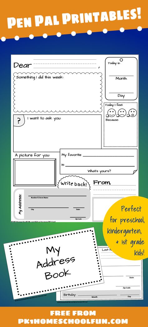 Download free pen pal printables that encourage kids to love writing with creative prompts. Pen Pal Printables, Penpal Printables, Pen Pal Kit, Letters Ideas, Letter Writing Template, Creative Prompts, Free Homeschool Curriculum, Write Letters, Love Writing