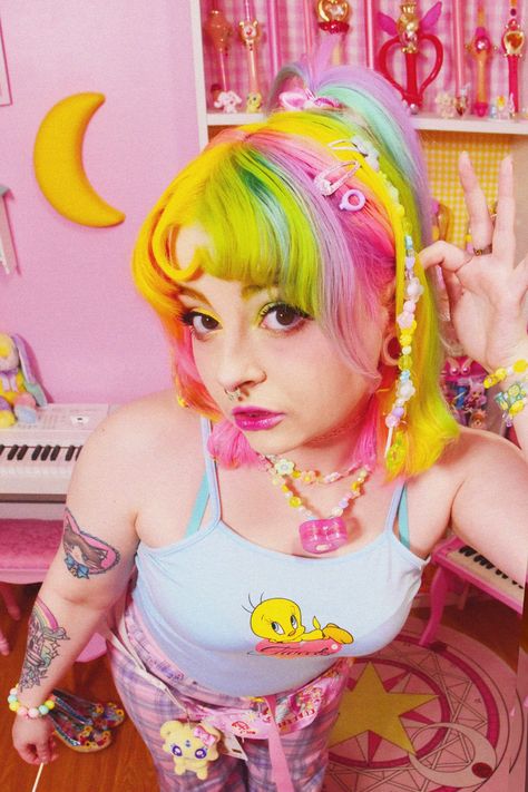 Home / X Cutecore Fashion, Rainbow Bangs, Maximalist Fashion Style, Did System, Scene Hair Colors, Pixie Party, Sailor Moon Inspired, Cute Hair Colors, Dyed Hair Inspiration