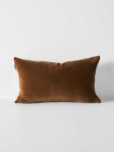 Tobacco Luxury Velvet Rectangle Cushion | Aura Home Cushion Arrangement, Beautiful Home Gardens, Rectangle Cushion, Organic Cotton Sheets, Rectangle Pillow, Bed Cushions, Luxury Cushions, Modern Throw Pillows, Velvet Collection