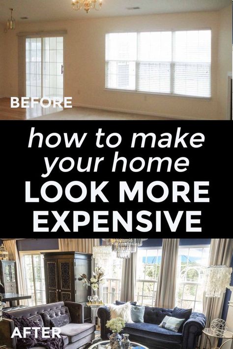 Great home decor ideas for making your house look more expensive without spending a lot of money! I used them to make my builder grade home look like it was custom. #fromhousetohome #homedecorideas #homedecor #houseupgrade #decoratingtips  #howtomakeyourhomelookmoreexpensive House Decor On A Budget, Diy Interior Design Projects, Make Your Home Look Expensive, Interior Decorating Tips, Builder Grade, Home On A Budget, House To Home, Look Expensive, Interior Design Diy