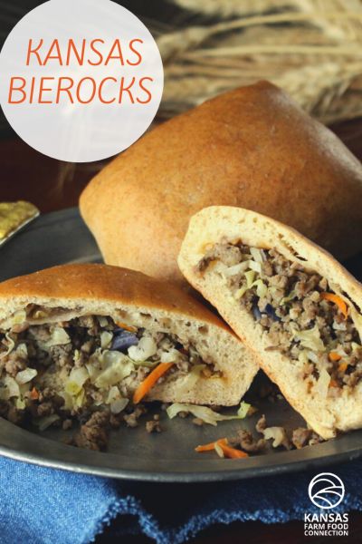 Bierocks, a Russian/German meat-filled bread dough, make a perfect sandwich. Make these sandwiches ahead of time, freeze, then warm in microwave for a quick meal. Bierocks Recipe Easy, Runzas Recipe, Bread Pockets, Ground Beef Cabbage, Bierocks Recipe, Filled Bread, German Meat, Russian Foods, Meat Bun