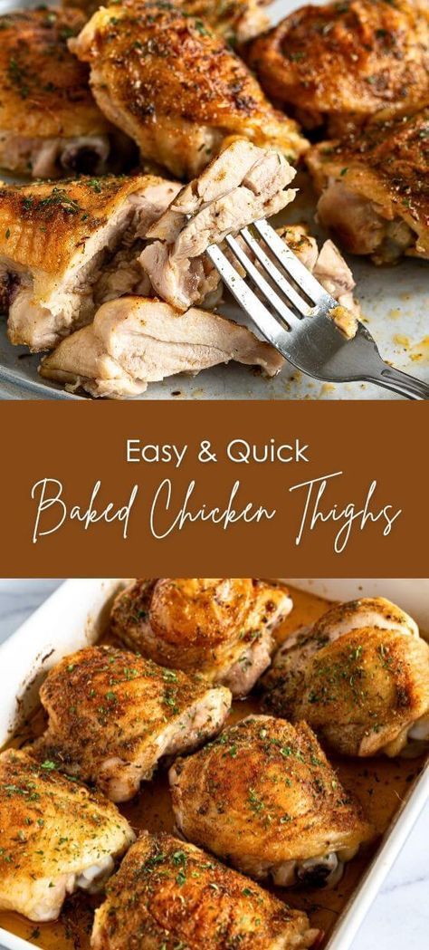 Easy & Quick Baked Chicken Thighs - Yummy and fully Easy Dinner With Chicken Thighs, Chicken Thigh Easy Recipes, Bake Boneless Chicken Thighs In Oven, How To Bake Chicken Thighs In The Oven, Backed Chicken Breast Oven Recipe, Chicken Thigh Oven, Boneless Skinless Chicken Thighs In Oven, Baked Chicken Thighs Boneless Skinless, Easy Chicken Thigh Recipes Quick