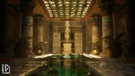 "Trap of Sobek, the crocodile god", Lorenzo Dominesco on ArtStation at https://www.artstation.com/artwork/YyW2K Ancient Egypt Aesthetic, Egyptian Aesthetic, Ancient Egyptian Architecture, Egypt Concept Art, Egypt Aesthetic, Egiptul Antic, Egyptian Temple, Ancient Egypt Art, Egypt Art