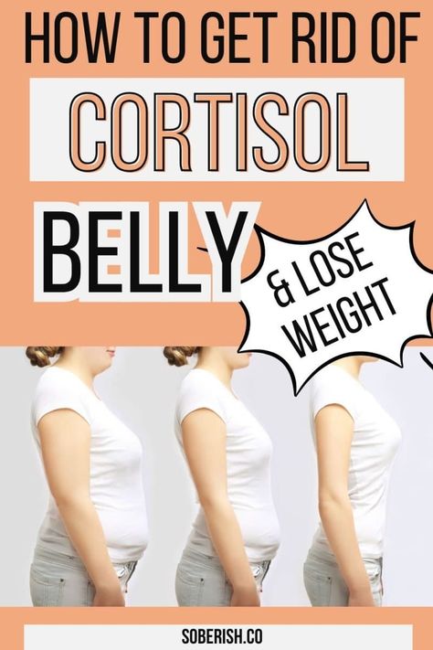 What is Cortisol Belly + How Do You Get Rid Of It? - Soberish Natural Ways To Lose Belly, Getting Rid Of Pooch Belly, Cortisol Belly Workout, Getting Rid Of Hormonal Belly, Workouts For High Cortisol, Exercise To Lower Cortisol, Weight Gain From Cortisol, Best Workouts For High Cortisol, How To Lower High Cortisol