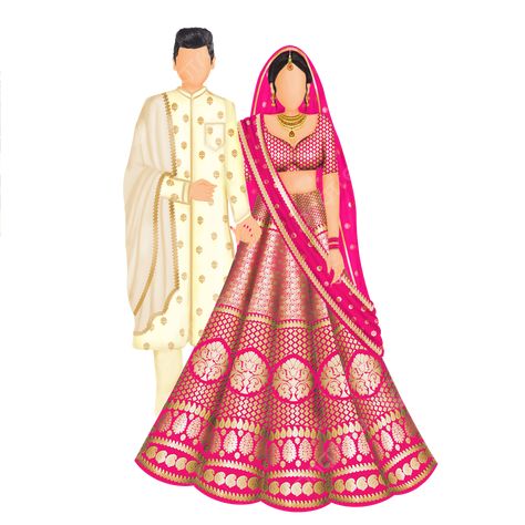 Caricature Drawing Wedding Couple, Hindu Wedding Illustration, Bride Groom Illustration Indian, Indian Bride Groom Illustration, Hindu Bride And Groom Cartoon, Bride Groom Caricature, Indian Bride And Groom Illustration, Indian Wedding Couple Illustration, Bride Groom Illustration