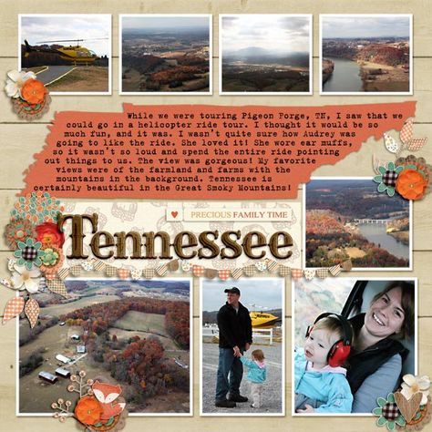 School Memories Scrapbook, Scrapbooking Vacation, Travel Scrapbook Layouts, Nifty 50, Scrapbooking Layouts Travel, Travel Scrapbook Pages, Travel Journal Scrapbook, Vacation Scrapbook, Tennessee Vacation