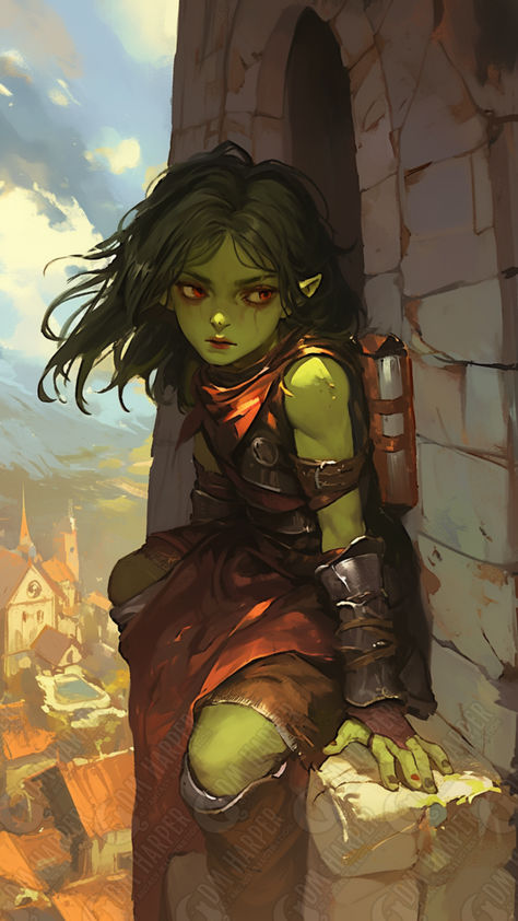 Goblin Rogue/Wizard Goblin Female Dnd, Female Goblin Character Design, Goblin Girl Art, Hobgoblin Character Art, Goblin Fantasy Art, Goblin Paladin, Goblin Sorcerer, Goblin Cleric, Swamp Goblin