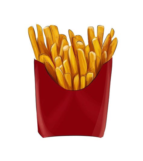 French Fries Illustration Art, French Fries Painting, Fries Painting, French Fries Drawing, Easy French Fries, French Fries Illustration, Fries Drawing, Fries Illustration, Potato Drawing