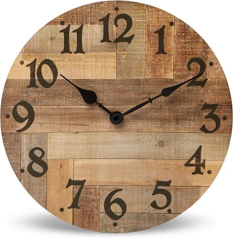 Discover the charm and elegance of our Rustic Farmhouse Wall Clock. This 12-inch battery-operated, silent, non-ticking vintage wooden masterpiece is perfect for any home decor and exudes the warm, cozy ambiance of a rustic farmhouse. Click the pin to order now and elevate your home's or office aesthetic. Wood Clock Design, Farmhouse Wall Clock, Rustic Clock, Rustic Wood Walls, Wood Clocks, Wooden Wall Clock, Wood Wall Clock, Wooden Clock, Wood Display