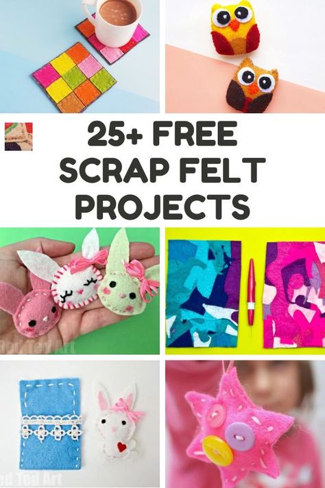 The best project ideas for using scrap felt. This includes felt sewing ideas and other easy crafts with felt. See all of the things to do with felt scraps! Felt Crafts For Kids, Felt Crafts Kids, Make Felt Flowers, Felt Scraps, Felt Board Patterns, Easy Felt Crafts, Diy Felt Crafts, Repurposed Crafts, Kids Craft Projects