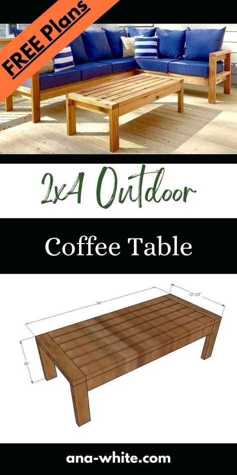 Outdoor Farmhouse Table, Dark Wood Coffee Table, Raised Gardens, Garden Decking, Decking Ideas, Build Plans, Kreg Jig, Outdoor Coffee Table, Building Furniture