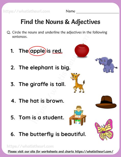 Find the Nouns & Adjectives Worksheets For Grade 1 Kindergarten Adjectives, Adjectives Worksheet, Adjectives Activities, Worksheets For Class 1, English Grammar For Kids, English Adjectives, Adjective Worksheet, Nouns And Pronouns, Describing Words