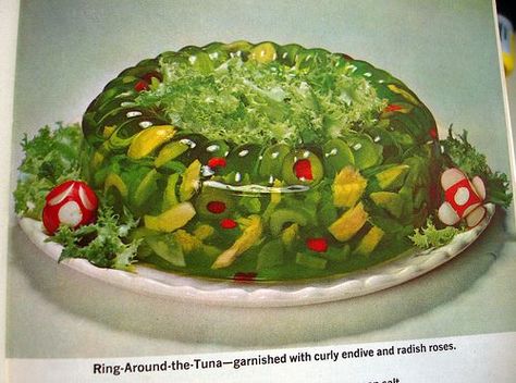 Jello Mold! | 60s brunch | Pinterest | Jello Molds, Potlucks and ... Tomato Aspic Recipe, Jello Salad Recipes, Aspic Recipe, Jello Gelatin, 1950s Food, Green Jello, Gross Food, Jello Salad, Popular Snacks