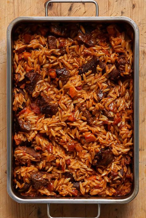 Lamb And Orzo Recipe, Greek Vegetable Recipes, Giouvetsi Recipe, Greek Dishes Traditional, Ukranian Food Recipes, Savoury Board, Greek Meat, Greek Beef Stew, Mediterranean Beef