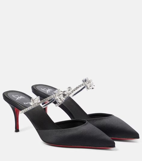 Planet Queen 70 satin mules in black - Christian Louboutin | Mytheresa Christian Louboutin Shoes Pumps, Louboutin Online, Spring Sunglasses, Minimal Shoes, Red Louboutin, Mid Heels Pumps, Louboutin Heels, Christian Louboutin Heels, Hot Shoes